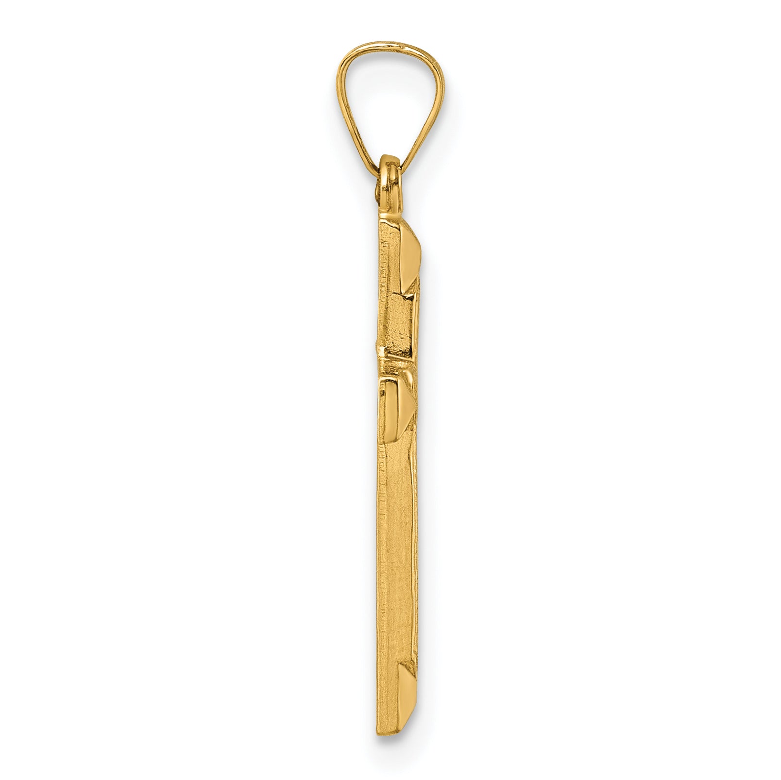 14k Polished And Textured Latin Cross Pendant