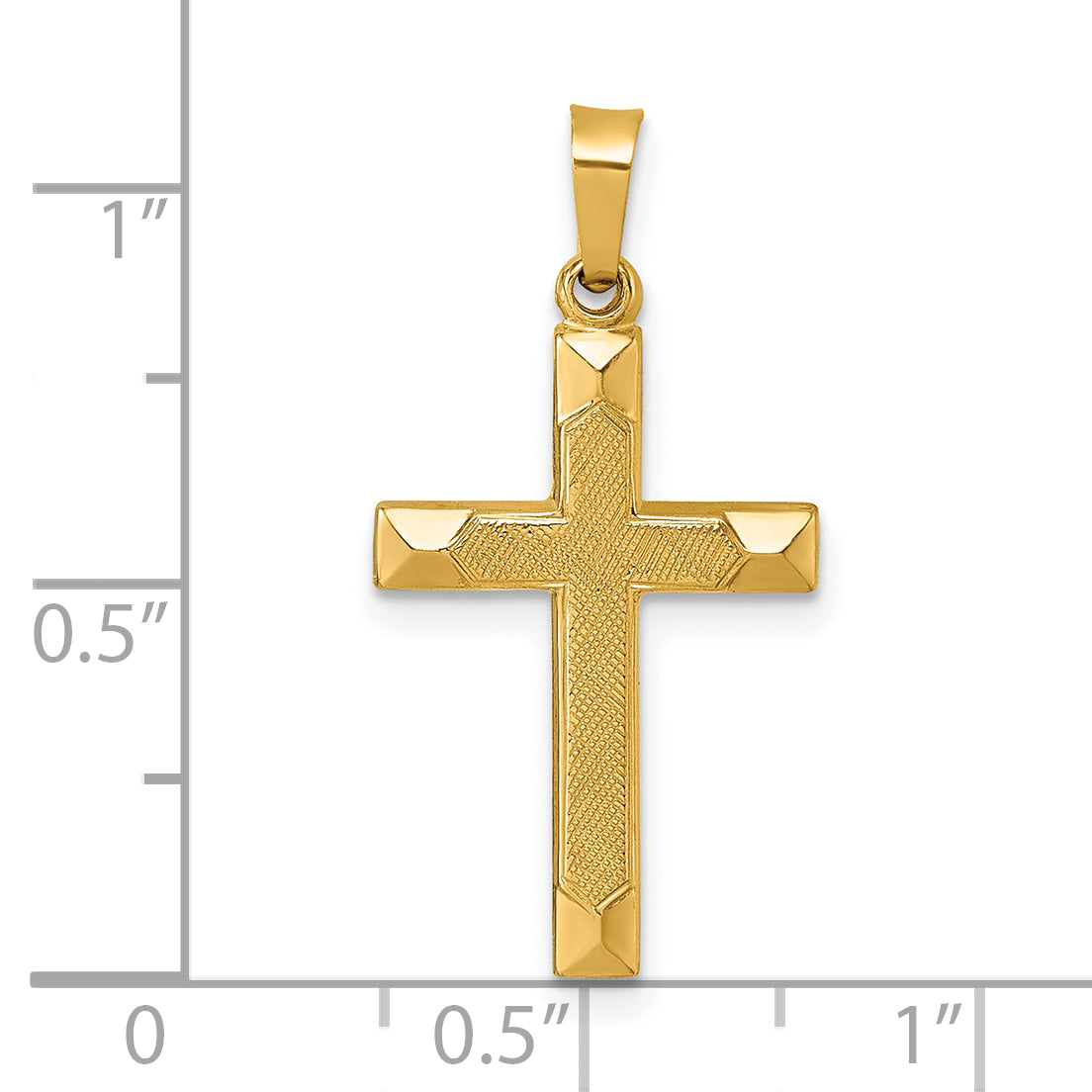 14k Polished And Textured Latin Cross Pendant