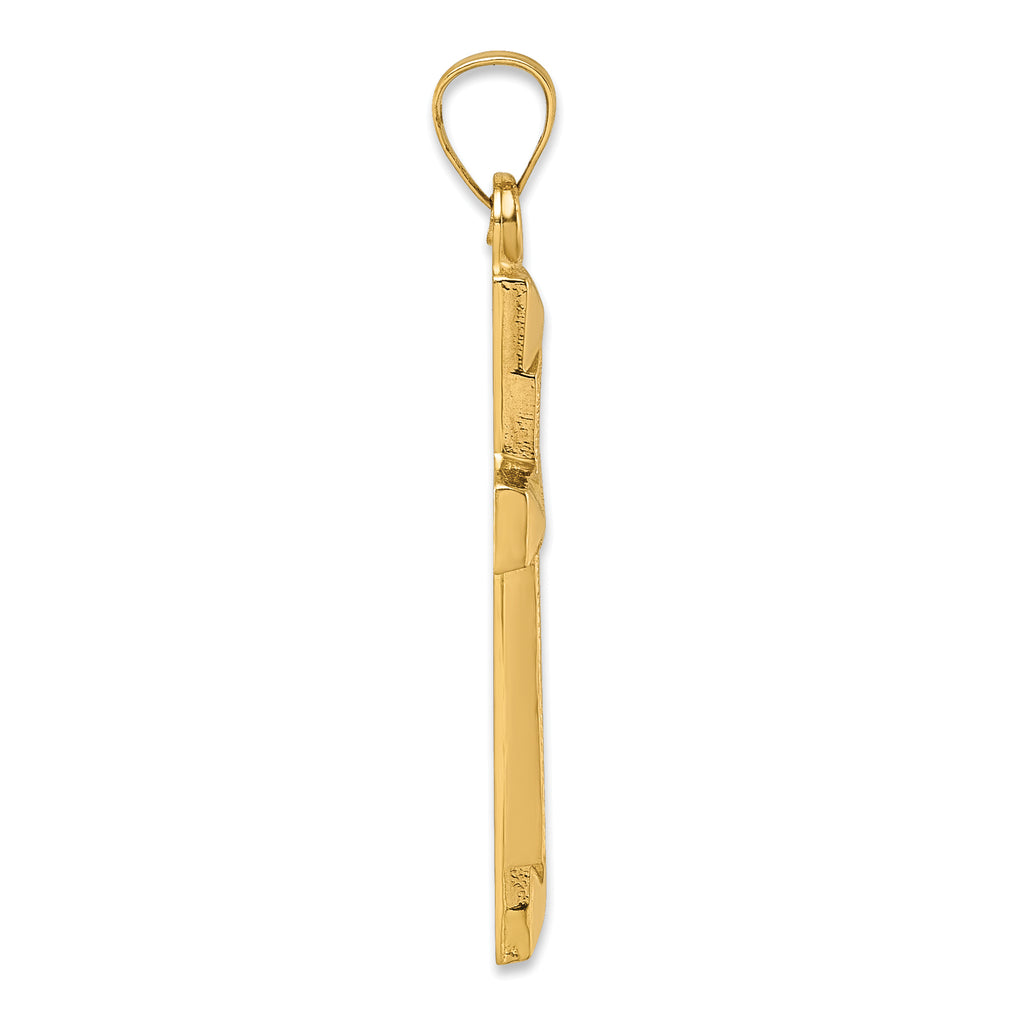 14k Polished And Textured Latin Cross Pendant