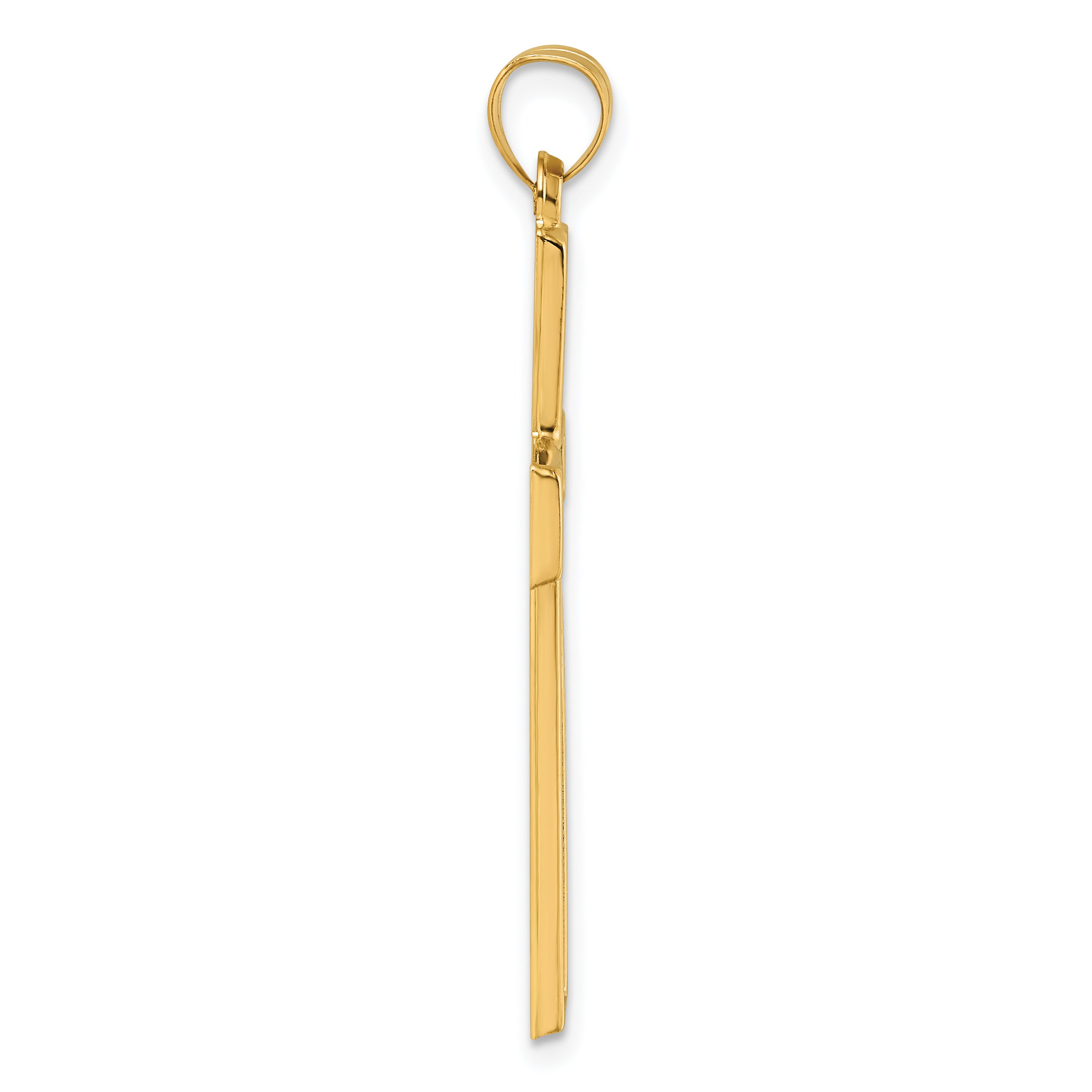14k with White Rhodium Polished Latin Cross Pendant