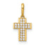 14k Polished Pave CZ Latin Cross Charm / Pendant
