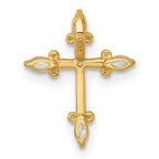 14k Polished Fancy CZ Cross Chain Slide Pendant