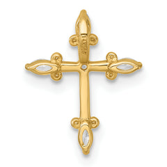 14k Polished Fancy CZ Cross Chain Slide Pendant