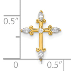 14k Polished Fancy CZ Cross Chain Slide Pendant
