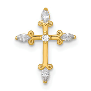 Cross Slide Pendant in 14K Yellow Gold with Cubic Zirconia, 15mm - Sophia Jewelers