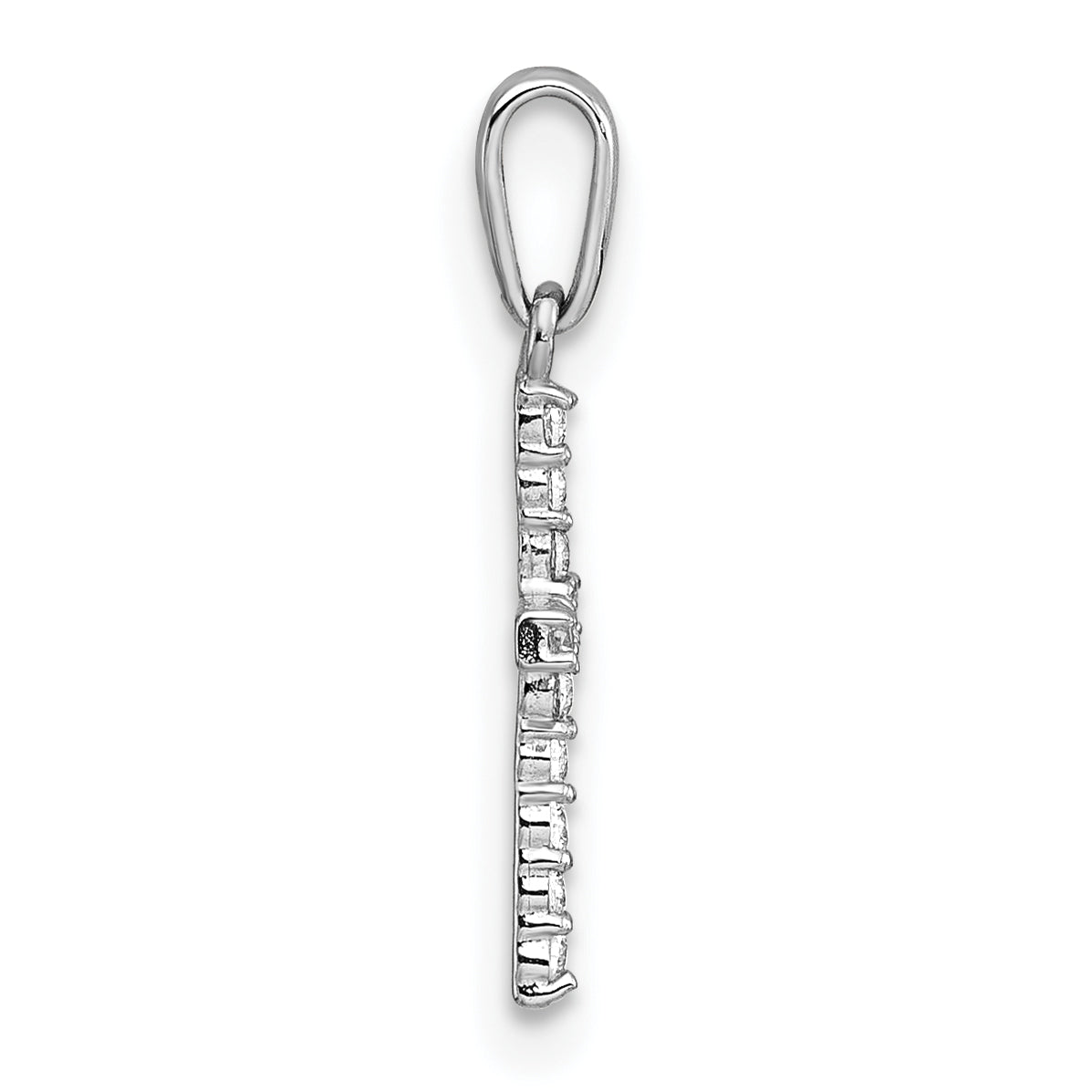 14k White Gold Polished CZ Latin Cross Pendant