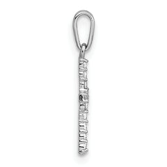 14k White Gold Polished CZ Latin Cross Pendant