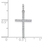 14k White Gold Polished CZ Latin Cross Pendant