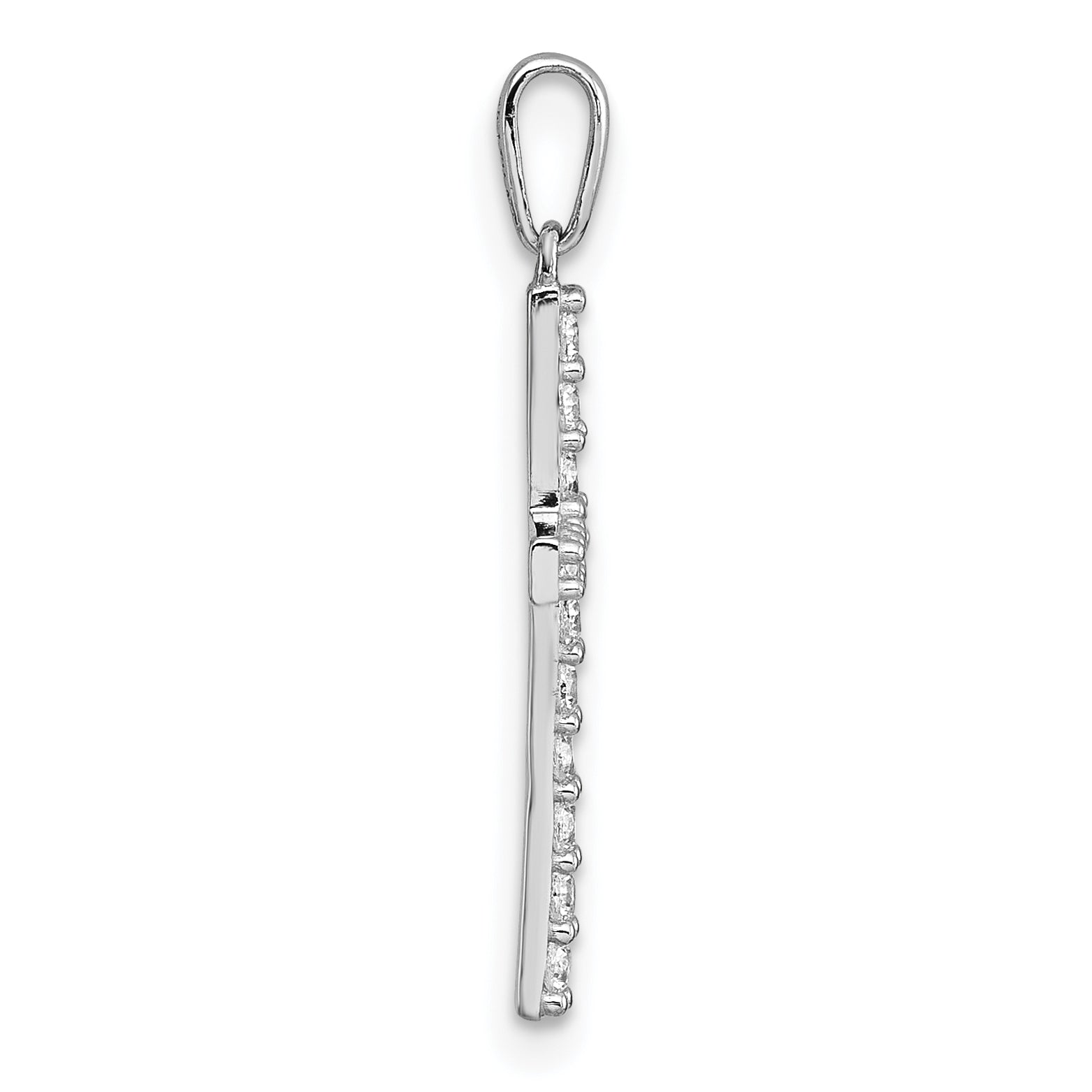 14k White Gold Polished CZ Latin Cross Pendant Secondary image