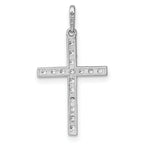 14k White Gold Polished CZ Latin Cross Pendant