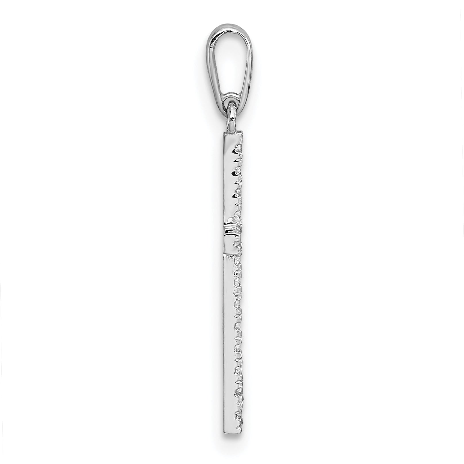 14k White Gold Polished CZ Latin Cross Pendant