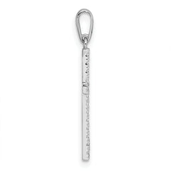 14k White Gold Polished CZ Latin Cross Pendant