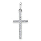 14k White Gold Polished CZ Latin Cross Pendant