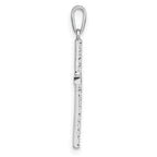 14k White Gold Polished CZ Latin Cross Pendant