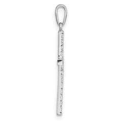 14k White Gold Polished CZ Latin Cross Pendant