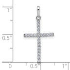 14k White Gold Polished CZ Latin Cross Pendant