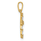 14k Polished Fancy CZ Cross Charm / Pendant
