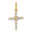 14k Polished Fancy CZ Cross Charm / Pendant