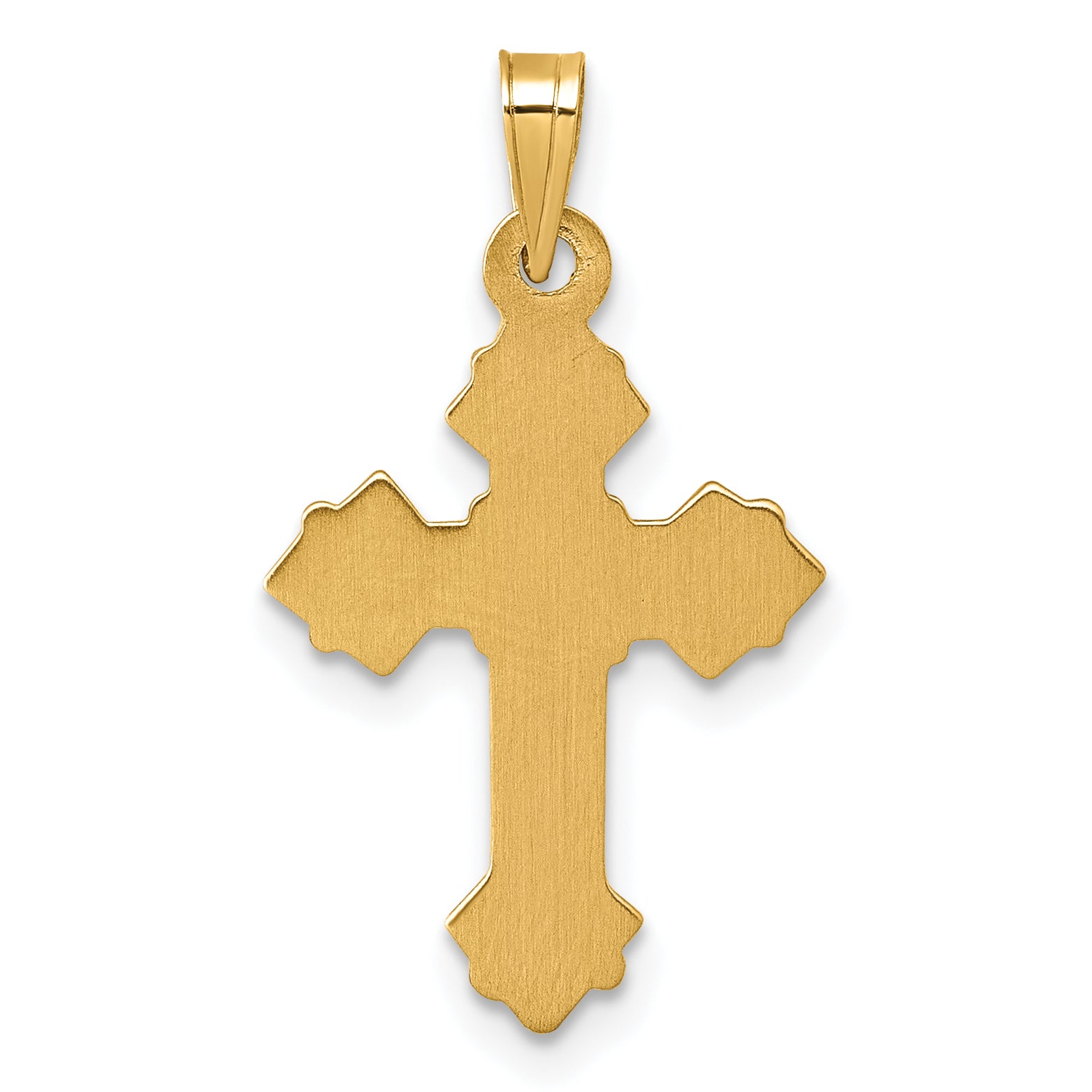14k Polished Fleur de Lis Cross Pendant