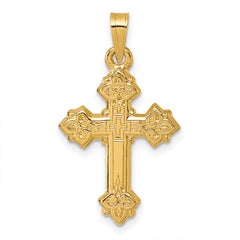 14k Polished Fleur de Lis Cross Pendant