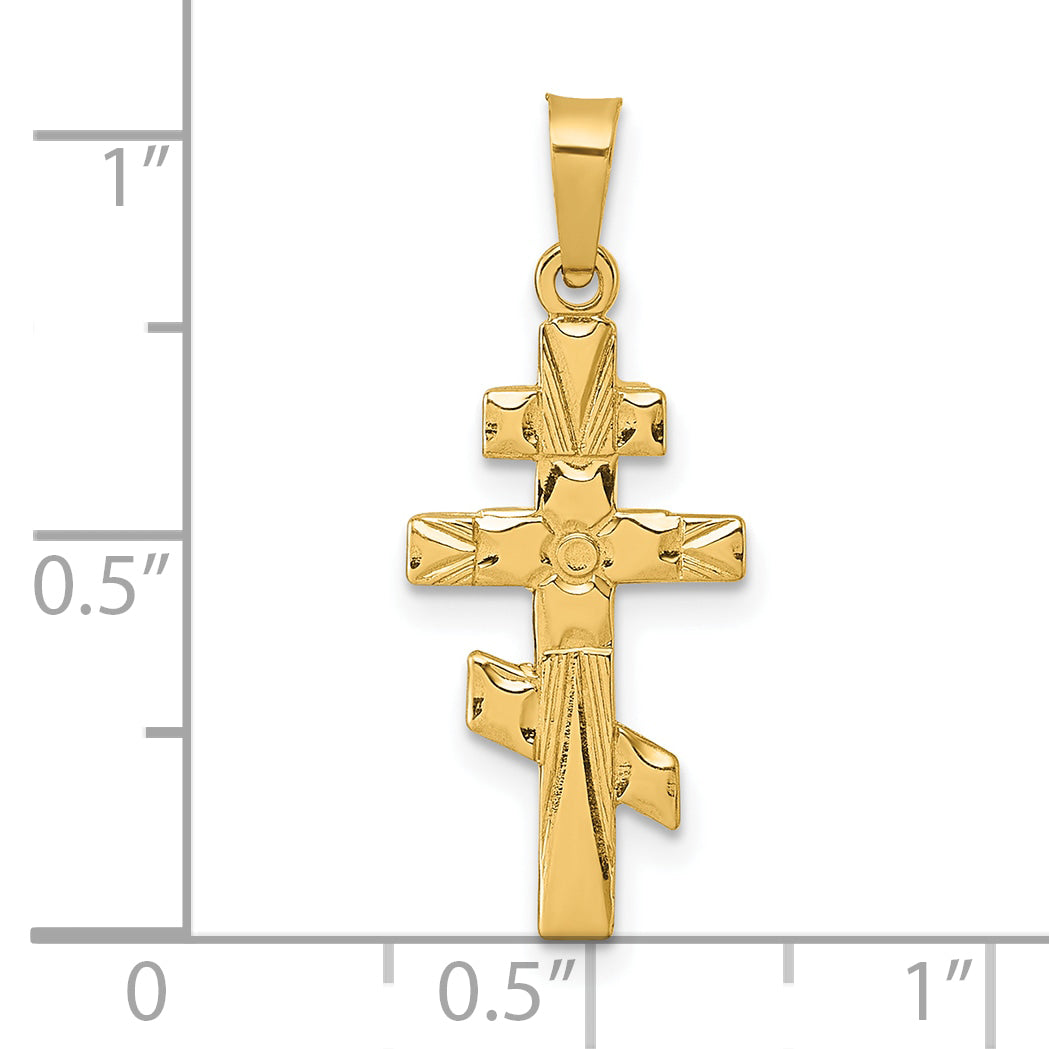 14k Polished Eastern Orthodox Cross Pendant