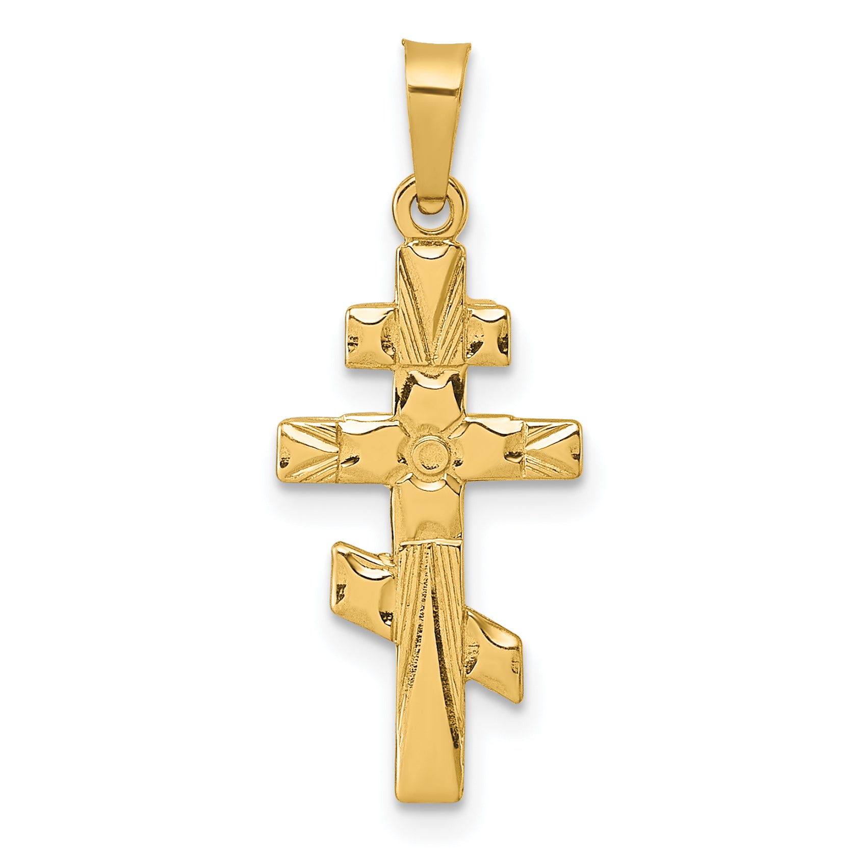 14k Polished Eastern Orthodox Cross Pendant Main image