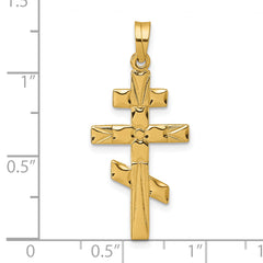 14k Polished Eastern Orthodox Cross Pendant