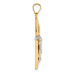14k with White Rhodium Polished INRI Crucifix Cross Pendant