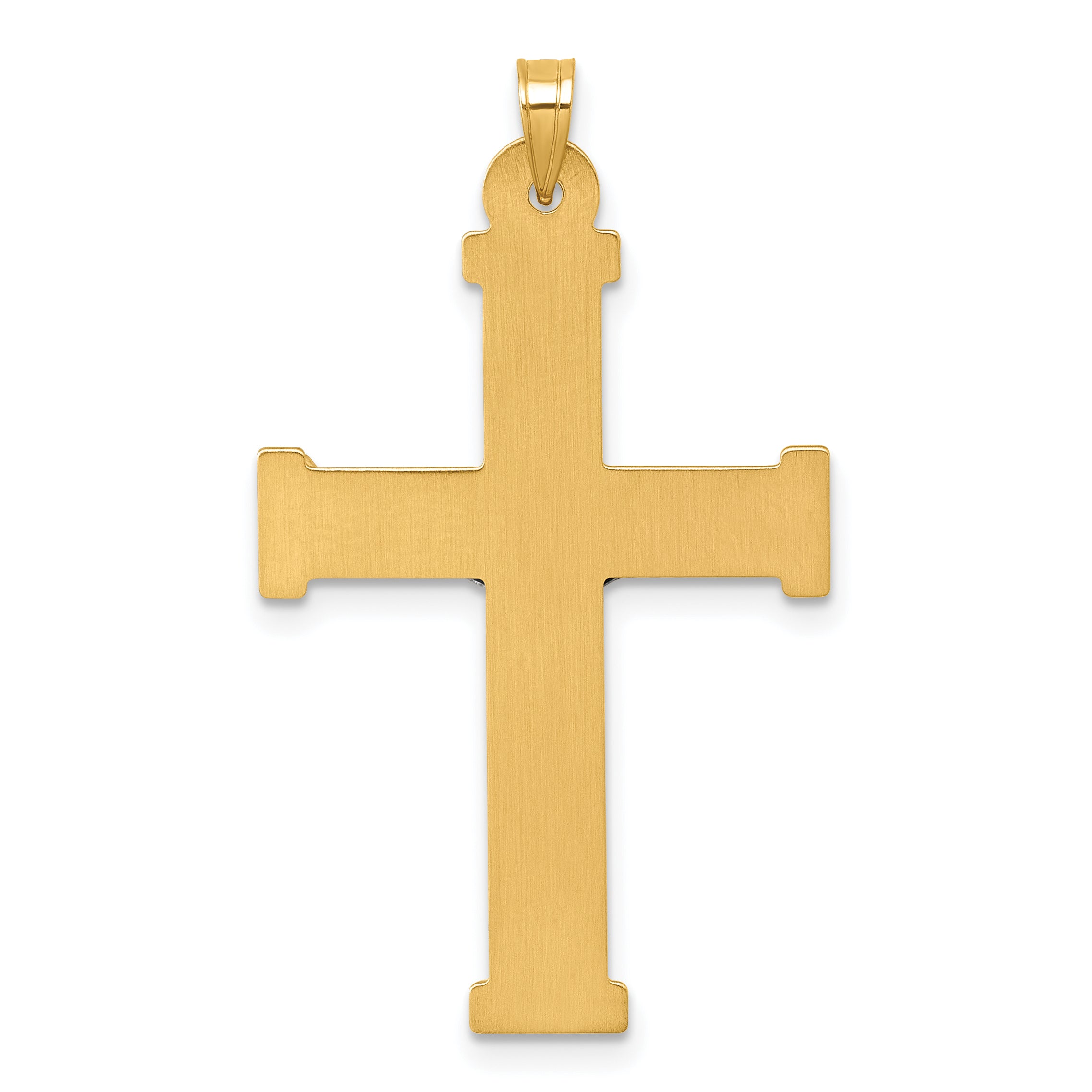 14k with White Rhodium Polished and Textured INRI Crucifix Cross Pendant