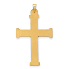 14k with White Rhodium Polished and Textured INRI Crucifix Cross Pendant