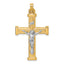 14k with White Rhodium Polished and Textured INRI Crucifix Cross Pendant