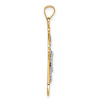 14k with White Rhodium Polished Fleur de Lis INRI Crucifix Cross Pendant