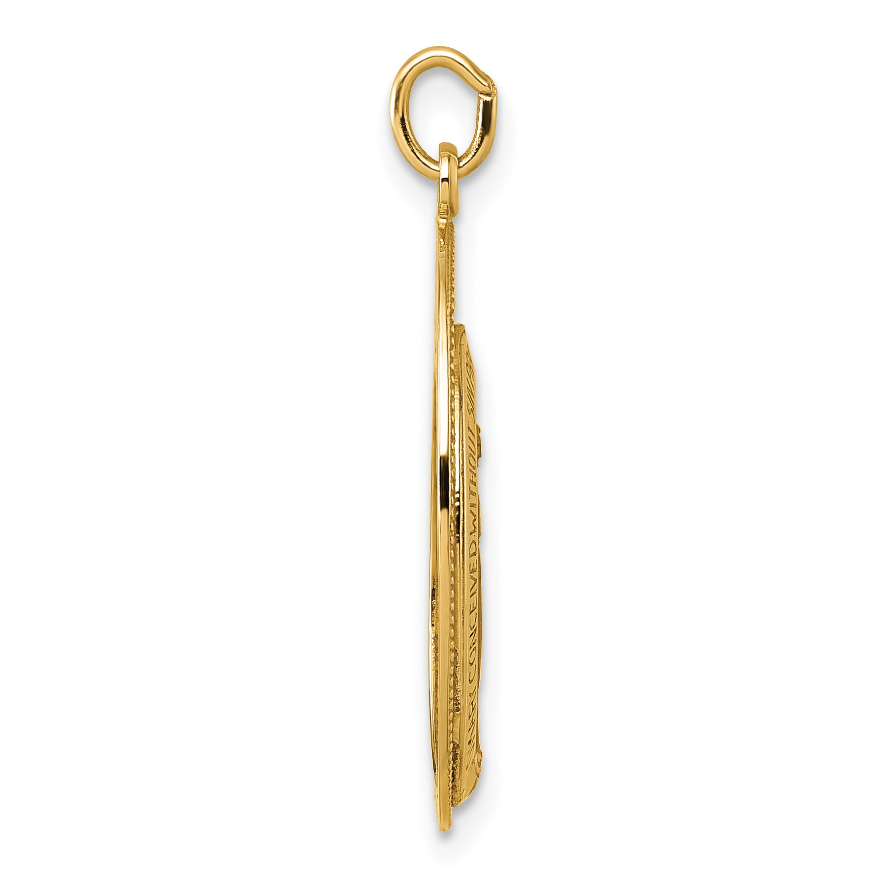 14k Polished and Satin Miraculous Medal in Frame Oval Pendant Secondary image