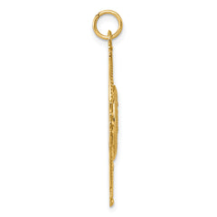 14k Polished Miraculous Medal and Four-way Cross in Filigree Oval Pendant