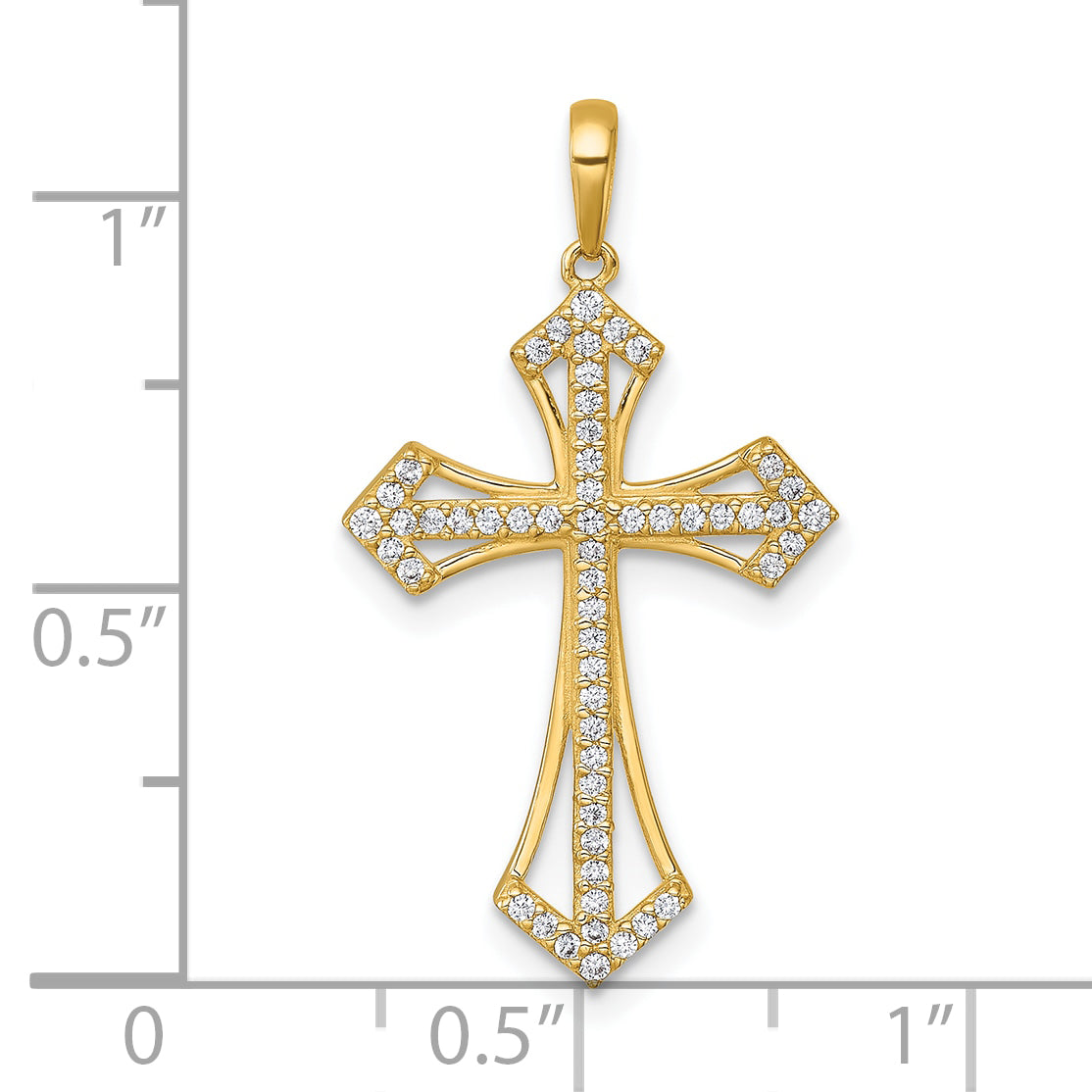 14k Polished Fancy CZ Passion Cross Pendant