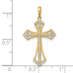 14k Polished Fancy CZ Passion Cross Pendant