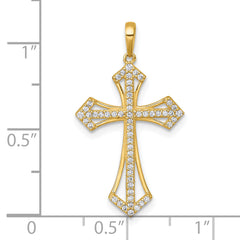 14k Polished Fancy CZ Passion Cross Pendant