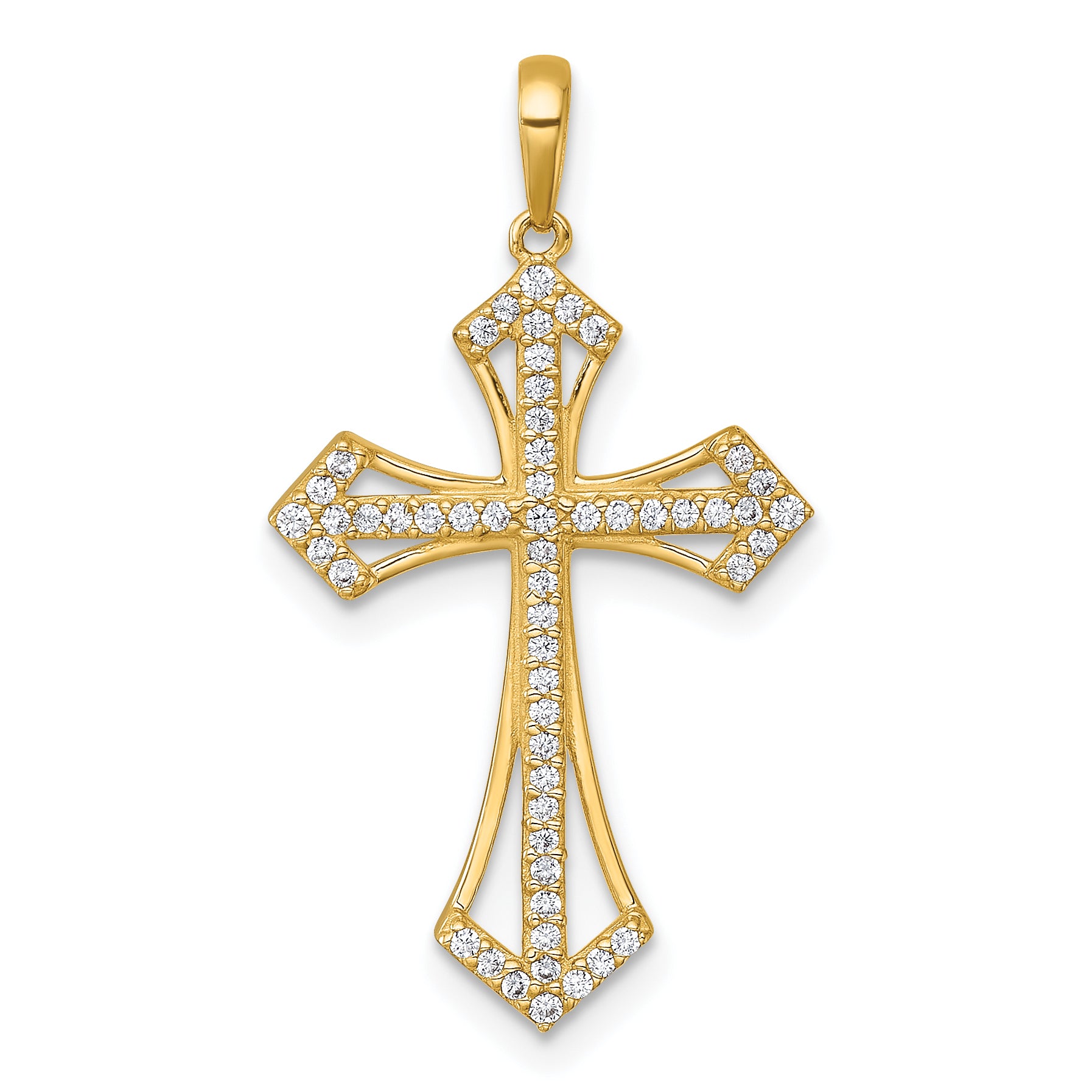 14k Polished Fancy CZ Passion Cross Pendant Main image