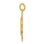 14K Yellow Gold Polished Solid Miraculous Medal Scalloped Edge Oval Pendant