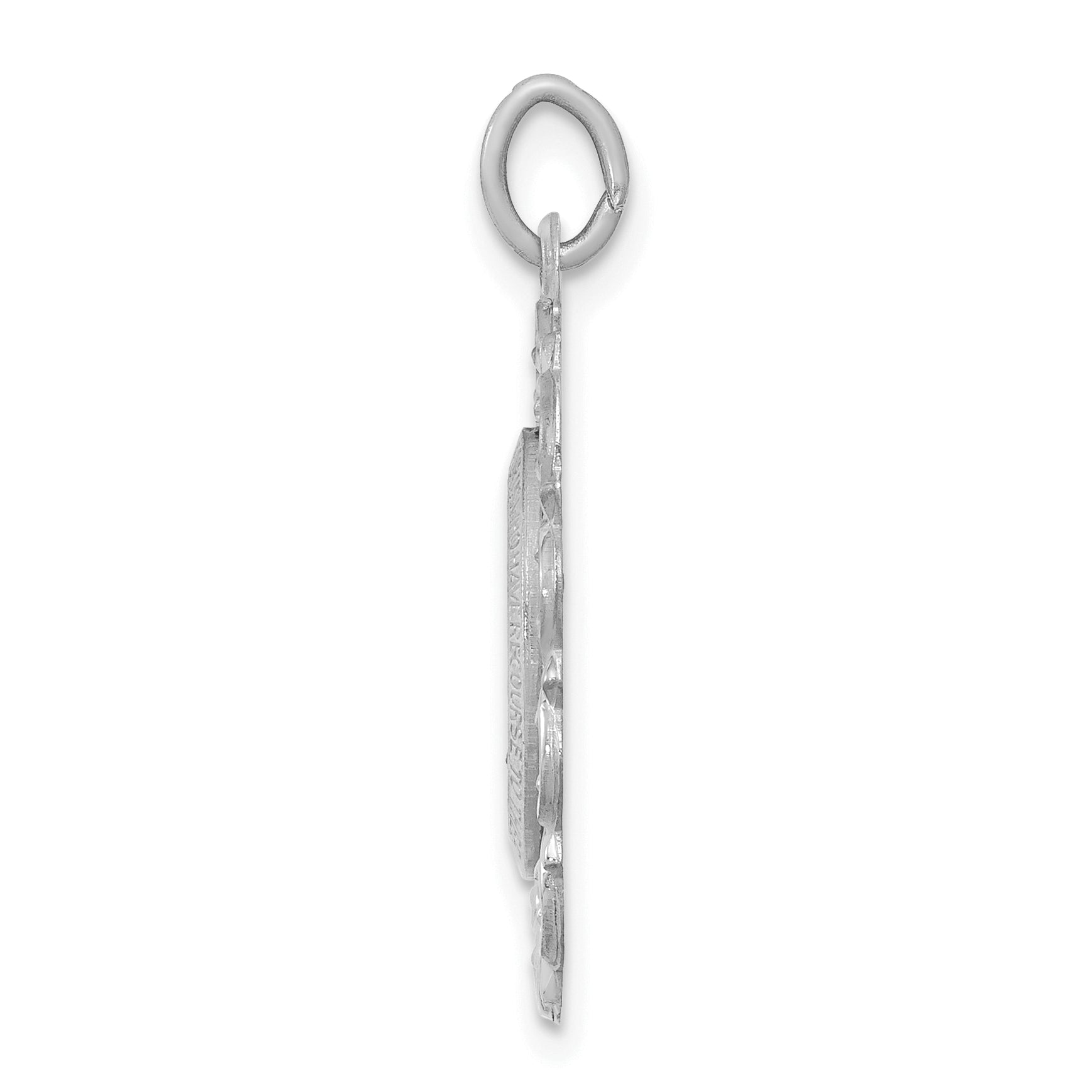 14k White Gold Miraculous Medal Solid Charm Secondary image