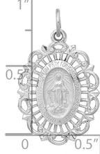 14k White Gold Miraculous Medal Solid Charm