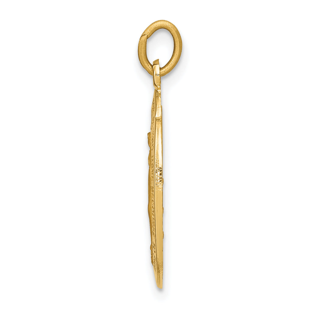 14K Yellow Gold Polished Solid Miraculous Medal Oval Pendant