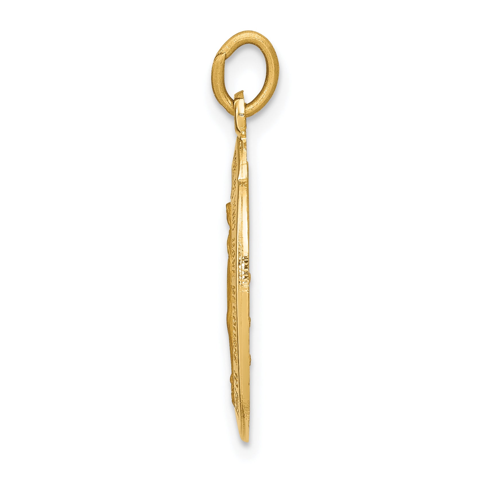14K Yellow Gold Polished Solid Miraculous Medal Oval Pendant