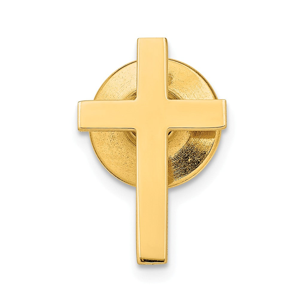 14K Gold Polished Cross Tie Tac For Men’S Elegant Accessory