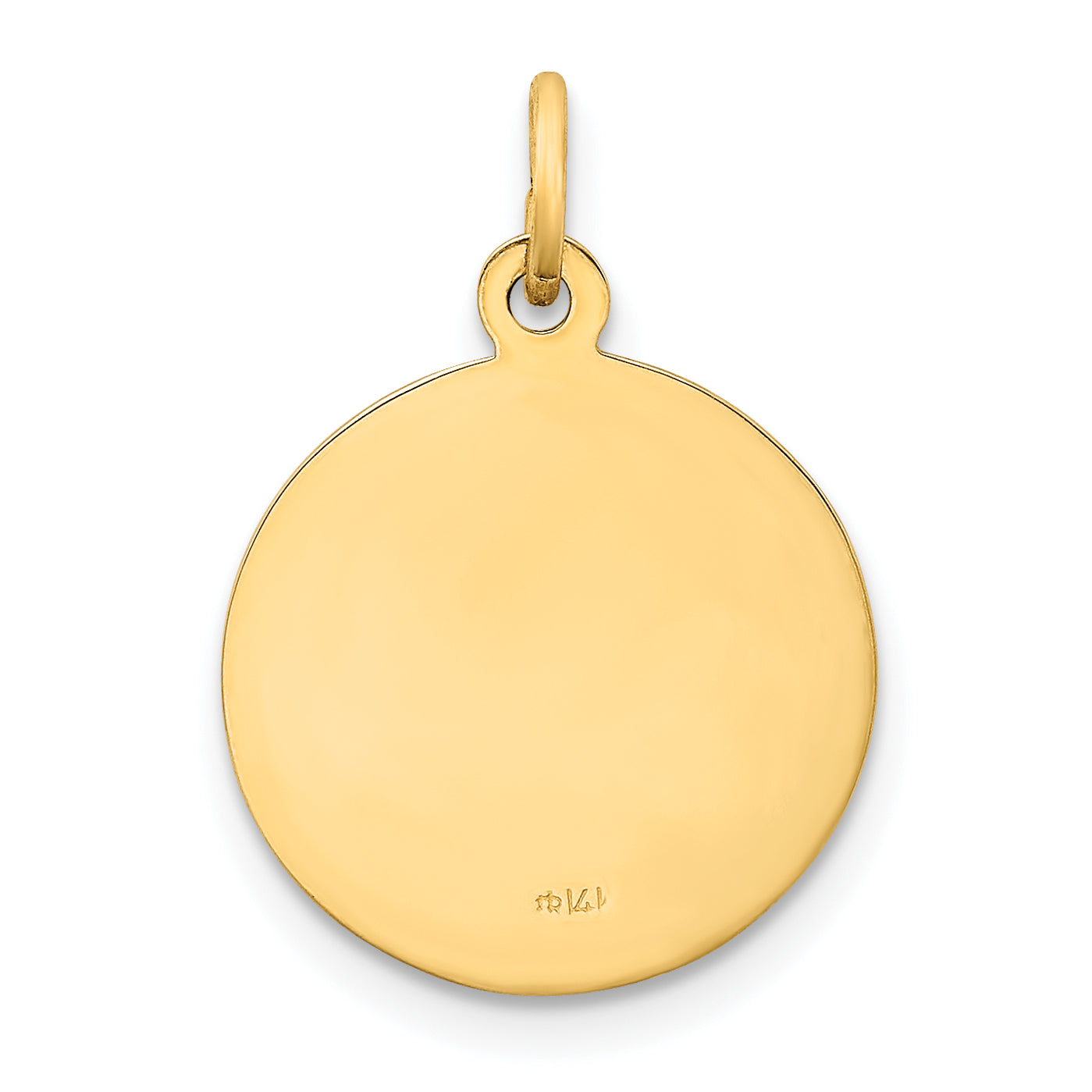 14K Yellow Gold Polished Solid Our Lady of Fatima Medal Round Charm