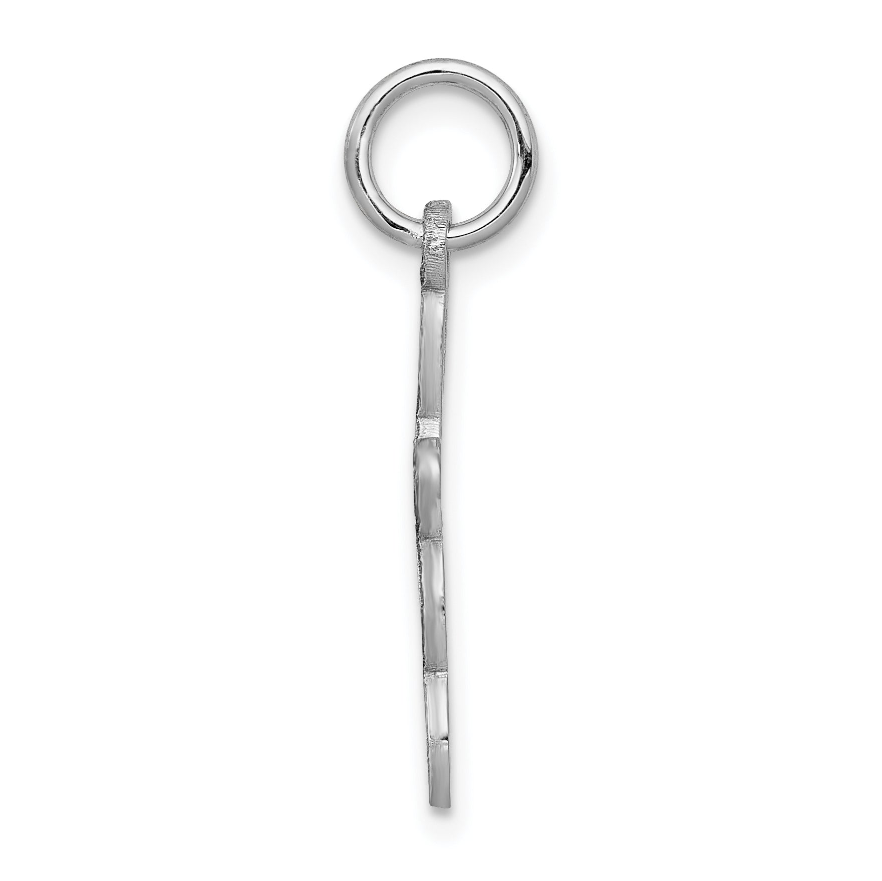 14K White Gold Loop with Center Heart Cross Sterling Silver Charm