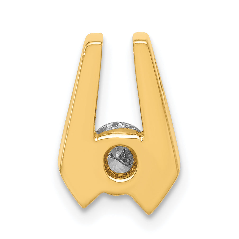 14k Holds 4.5mm Stone Slide Mounting (No Stone Included) Fits up to 2mm Regular/3mm Fancy or Reversible Omega