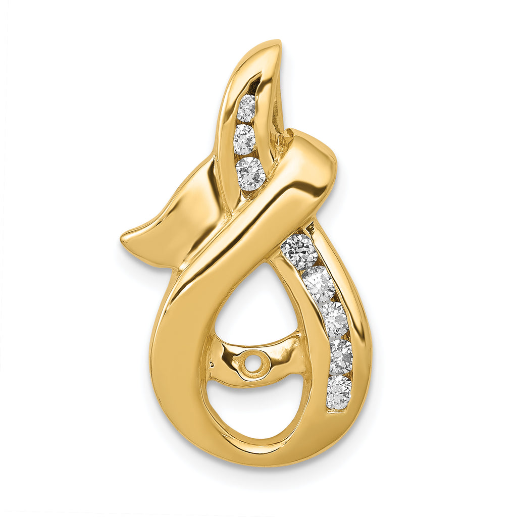 14k Peg-set AAA Diamond Semi-Mount Slide Fits up to 6mm Regular/8mm Fancy or Reversible Omega