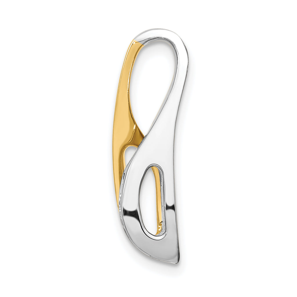 14k Two-tone Peg-Set AAA Diamond Semi-Mount Slide Fits up to 4mm Regular/6mm Fancy or Reversible Omega