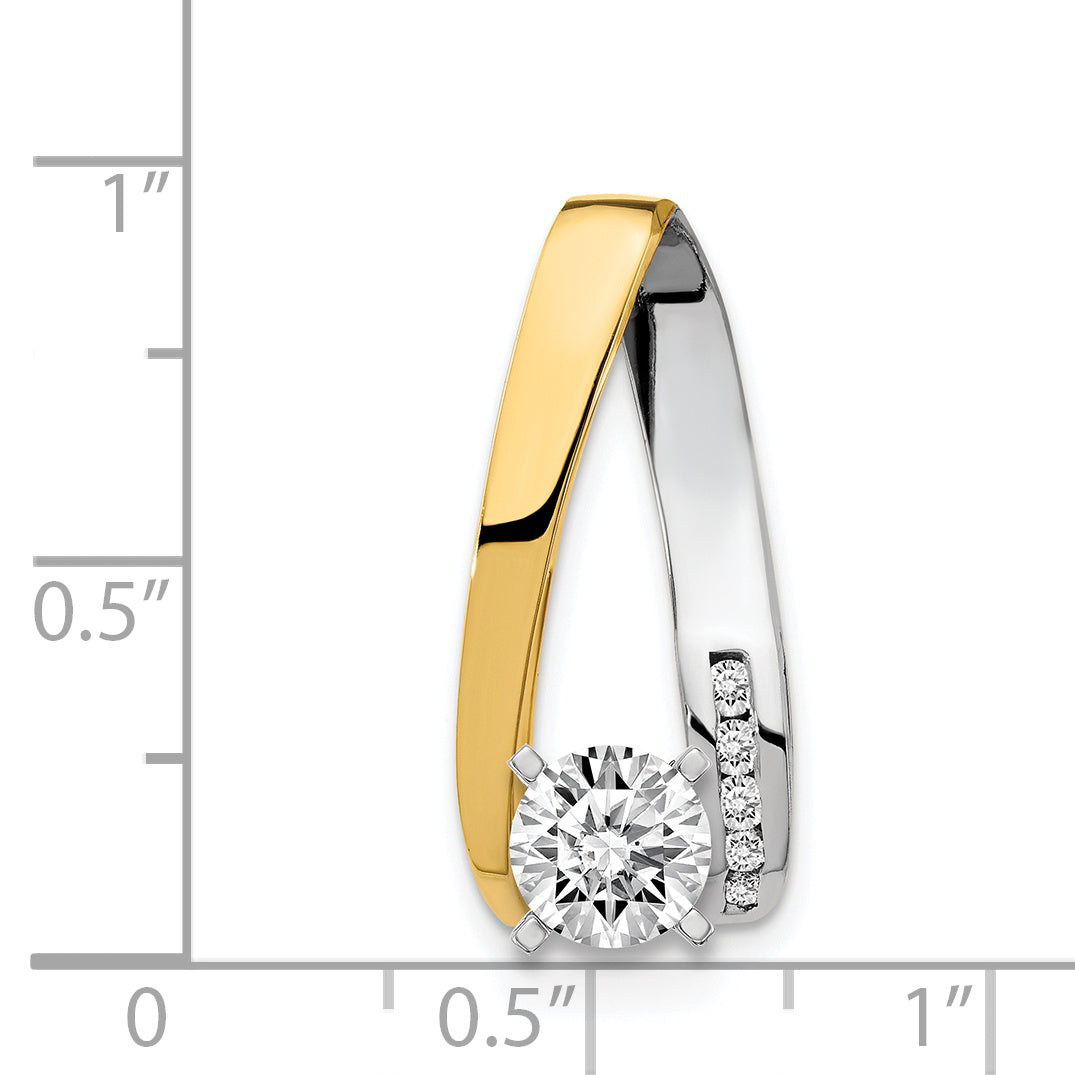 14k Two-tone Peg-Set AAA Diamond Semi-Mount Slide Fits up to 4mm Regular/6mm Fancy or Reversible Omega